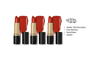 Revlon Super Lustrous Lipstick, 761 Extra Spicy, New Sealed Pack Of 3