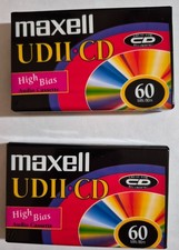 2 Maxell UD-II CD 60 Mins Blank Audio Cassette Tape High Bias New Factory Sealed