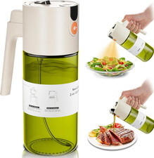 Upgrade 2 in 1 Oil Sprayer for Cooking, 17Oz Light-Blocking Glass Olive Oil Disp