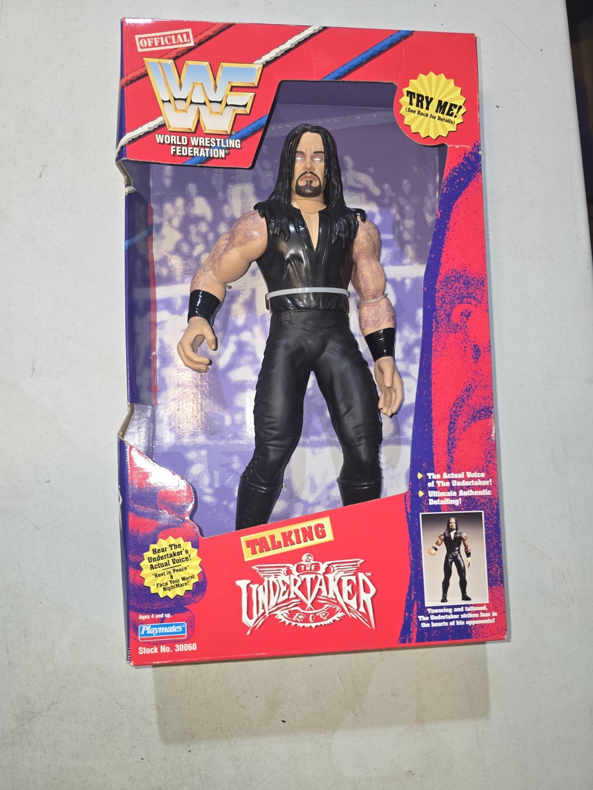 THE UNDERTAKER 1997 TALKING 14" ACTION FIGURE WWF PLAYMATES TRY ME WORKS