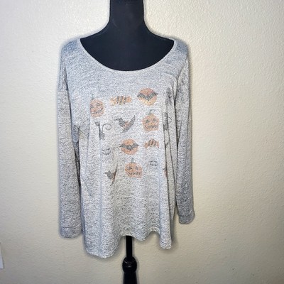 Christopher Banks Long Sleeve Grey Top With Halloween Gem Designs Size: Large