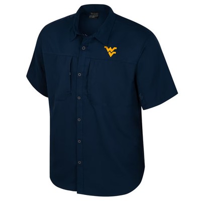 Realtree WVU Navy Woven Deerfield Camp Shirt