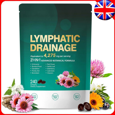Nahrungsergänzungsmittel zur Lymphdrainage, 240 Weichkapseln, 4275 mg Unterstützung des Lymphsystems