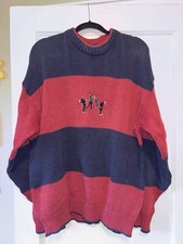Vintage Abstract Knitted Sweater Embroidered Golf Golfer Patterned Grandad Knit
