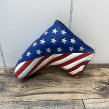 Leather USA Flag Blade Putter Cover With Magnetic Closure Patriotic Golf