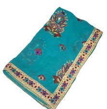 Indian Vintage Bridal Dupatta Sequins Beaded Scarf Georgette Veil Stole Hijab L"