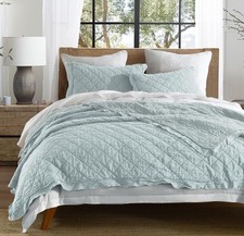 100 Linen Front/100 Cotton Back Quilt Set Size Pre-Washed King Paleturquoise