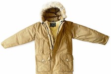 Woolrich Arctic Down Full Zip Hooded Naturfell Herren Parka Jacke Größe Small