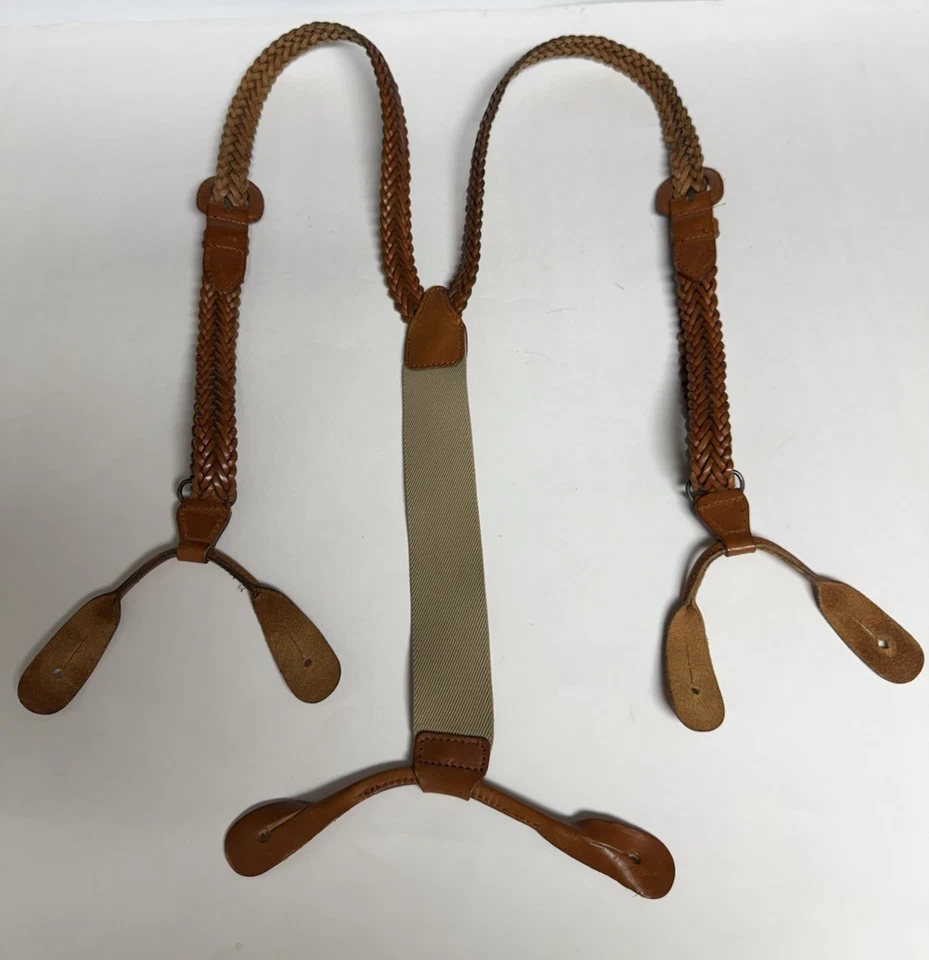 Men’s Suspenders Button On,  Genuine Leather Made In Turkey Pre-owned Good - Image 2 of 4