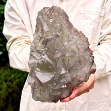 6.72LB Natural green cubic fluorite quartz crystal mineral specimen