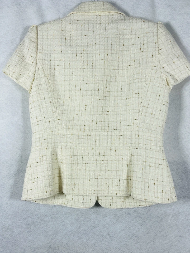 Alex Marie 2PC Skirt Suit Womens 8 Beige Blazer Long Sleeves Shimmer Tweed - Image 4 of 4