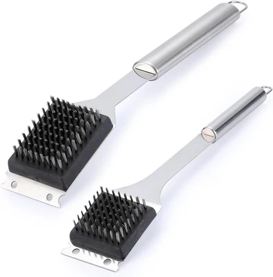 EDGNB 2 Pack Grill Brush and Scraper, 16.5” & 14” Wire BBQ Grill Brush for Outdoor Gri