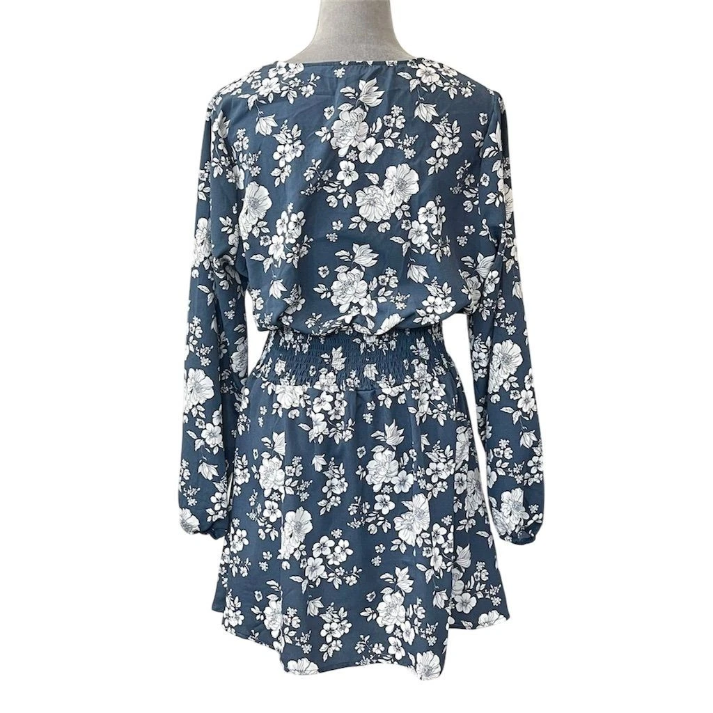 VETEMENTS J for Justify Mini Abito Donna Floreale Blu L Cottagecore Estate Primavera Festa