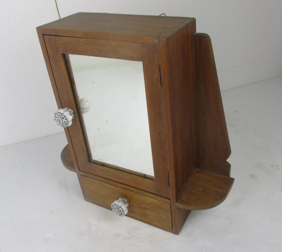 Boticario Baño Medicina Cocina Gabinete Art Deco Madera Vitrina Foto 3 de 4