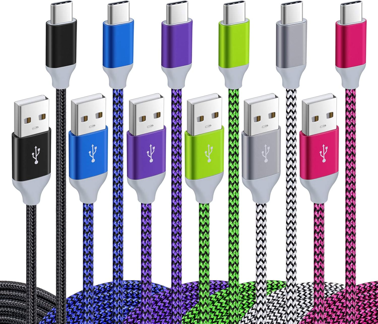 6-Pack 10Ft USB C to USB A Fast Charging Cable Nylon Braided Durable-image
