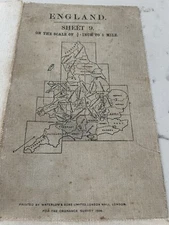 1912 Ordnance Survey Cloth Map Second Edition Sheet 9 Southern England In VGC