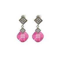 Pink Cz Sterling Silver Pave Setting Dangling Earrings on sale Pink Cz Sterling Silver Pave Setting Dangling Earrings on sale