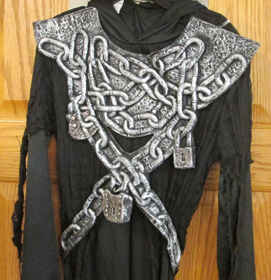 Disfraz de Halloween Restless Soul Ghoul Zombie túnica negra cadenas mediano o grande Foto 3 de 4