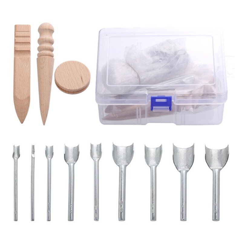12Pcs Half-Round Leather Punch Tool Set for Belts Wallets Edging Burnisher