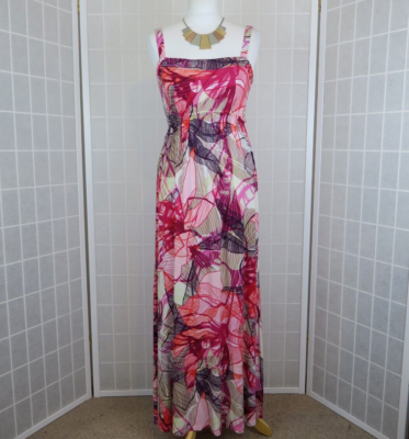 strapless open back dress Pink Green Wall Splash Gathered Maxi Dress – Cedric Brown Collection main image 0