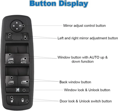 Interruptor maestro de ventana eléctrica 68110866AA izquierda para Dodge Ram 1500 2500 2013 2014 2015 - Imagen 2 de 9