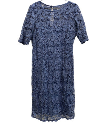 Dress Blue lace Overlay Straps under Little Blue dress. Sz 10 NWT Wedding Dressy