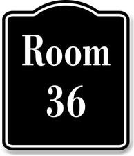 Room 36 Number Building BLACK Aluminum Composite Sign
