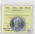 Canada 1965 50 Cents ICCS Certified MS-64 Queen Elizabeth II XTG 850