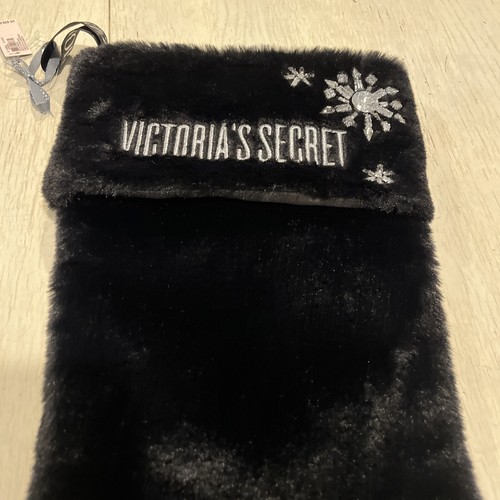 NEW Stocking 18.5” Plush Victoria’s Secret Black Sherpa Silver