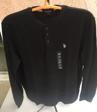 Mens U S Polo Assoc Lightweight Waffle/Thermal L/S Henley T Shirt XL Or XXL