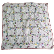 Vintage Ditsy Floral Square Scarf Lightweight Neck Wrap Bandana White Multi Boho