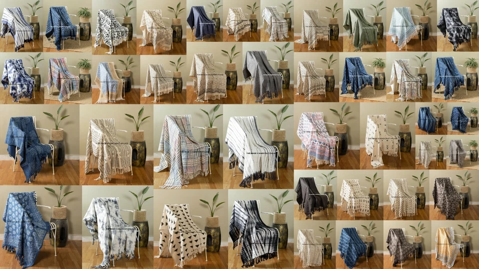 Indisch Mudcloth Überwurf Sofa Dekor Hand Webstuhl Decke Boho Blockdruck - Bild 2 von 2