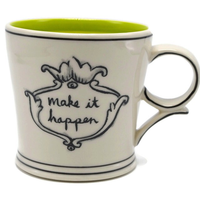 Molly Hatch Anthropologie Make It Happen Crown Green Stripe Coffee Mug