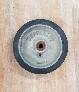 One - COPPERLOY Aluminum & Rubber Cart Wheel with Grease Zerk.