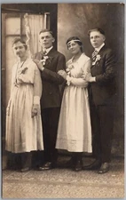 2 Handsome Couples Real Photo RPPC Postcard E726