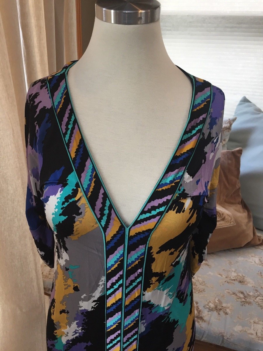 ☆BCBG MAXAZRIA カラフルプリーツカクテルスカート☆ BCBG Max Azria Brushstroke Stretch Dress Dolman Sleeve XS