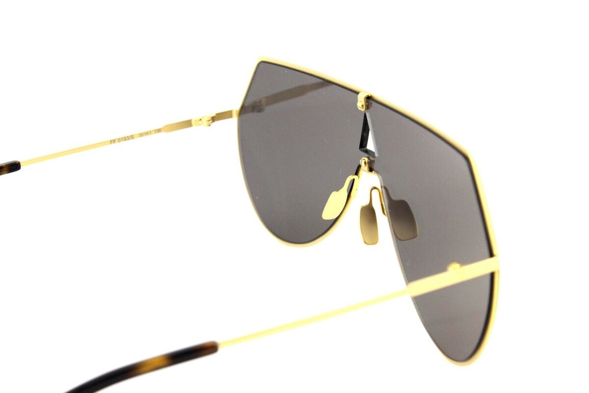 RARE Genuine FENDI EYELINE Gold Mirror Aviator Shield RARE Genuine FENDI EYELINE Gold Mirror Aviator Shield