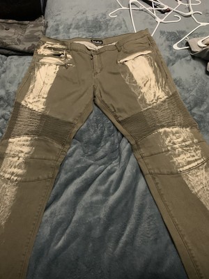 olive green biker jeans