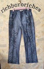 Free People The Laser Cut Jeans We The Free Embroidery Blue Distress Wash 27 NEW