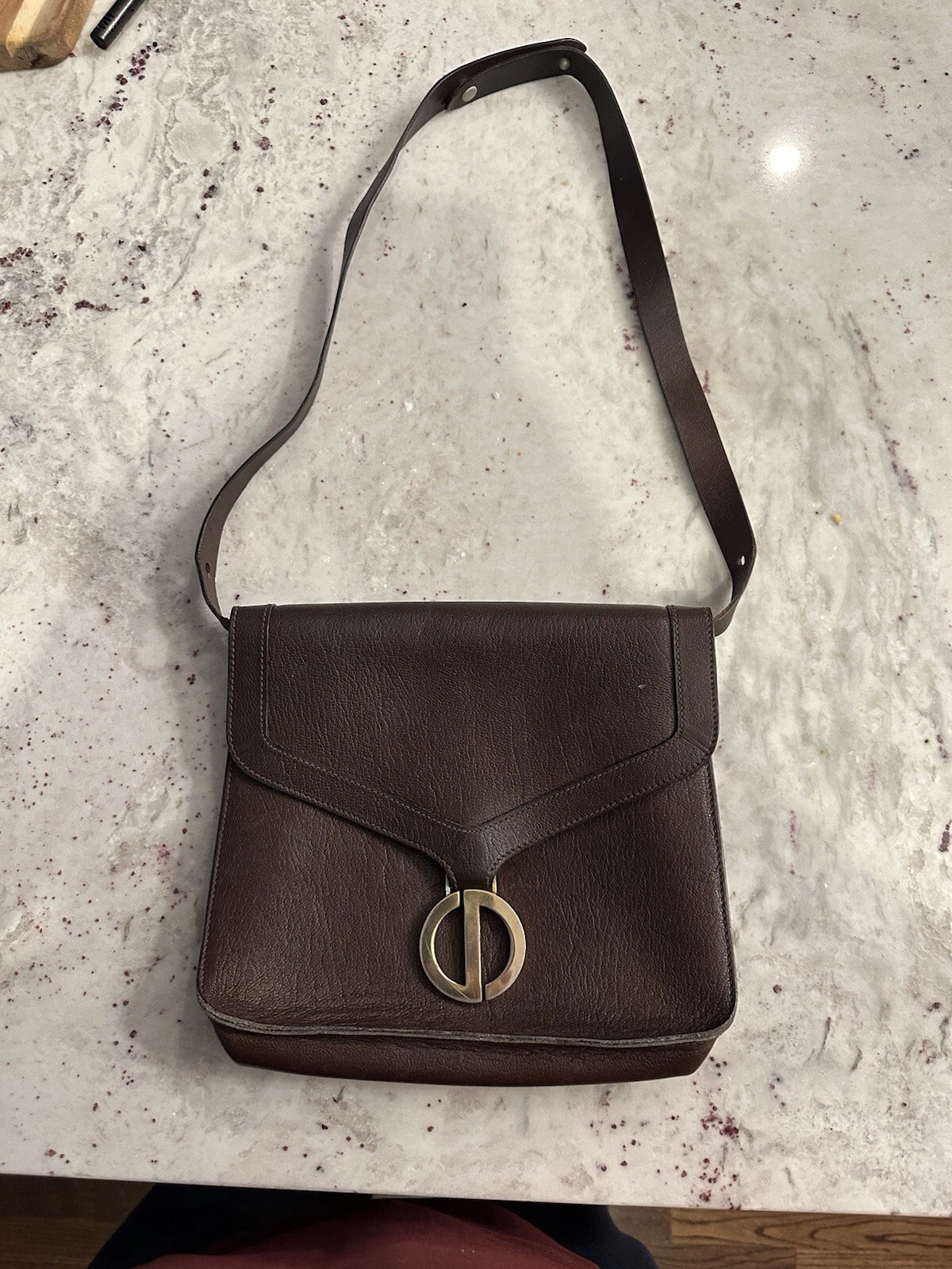 Sac à bandoulière Christian Dior en cuir marron