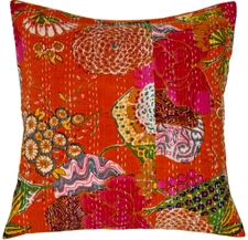 Art Decor Floor Cushion Kantha Boho Ethnic Hippie Gypsy Pillow Meditation