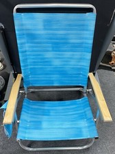 Classic 4 Position Flat Folding Beach Chair - Sea Stripes Safe Adjust. Pouch