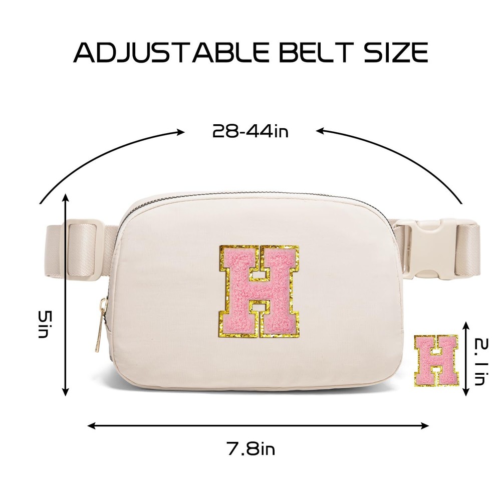 Belt Bag Fanny Pack Crossbody Bags with Initial Letter Patch Cute Stuff Birth...