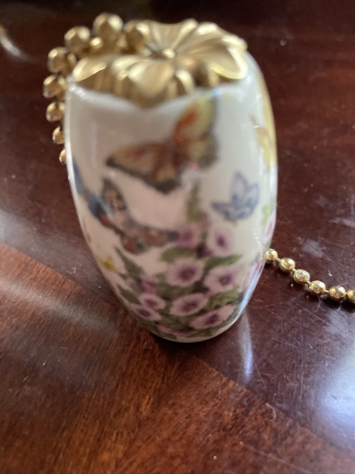 "Colgante vintage de porcelana y latón de 2"" acabado #269" Foto 3 de 4