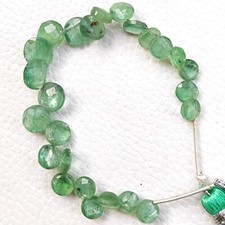Natural Green Kyanite Gemstone 6 to 8 mm Faceted Coin Shape Beads 5 Inch Strand