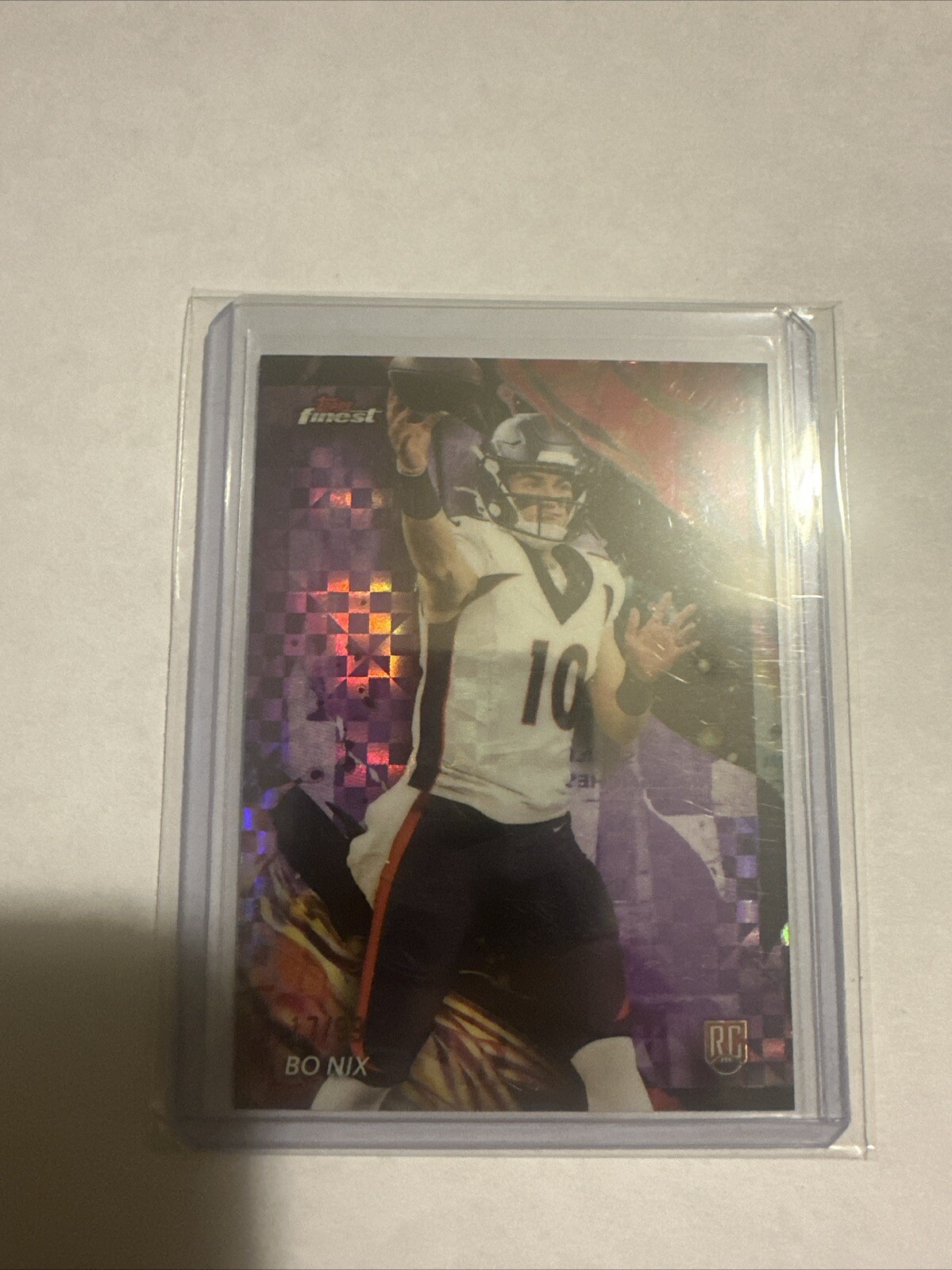 2024 Topps Finest - Bo Nix #163 Purple Checkerboard Refractor /99 (RC)