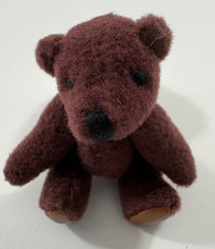 VINTAGE MINIATURE HANDMADE JOINTED PLUSH CHOCOLATE TEDDY BEAR 2.5  