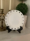 EAPG Gillinder and Sons Opaline Milk Glass Plate Reticulated Hearts No Chips