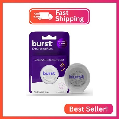 BURST Expanding Dental Floss (Mint Eucalyptus/40 Yards) | Stain Absorbing & Wove