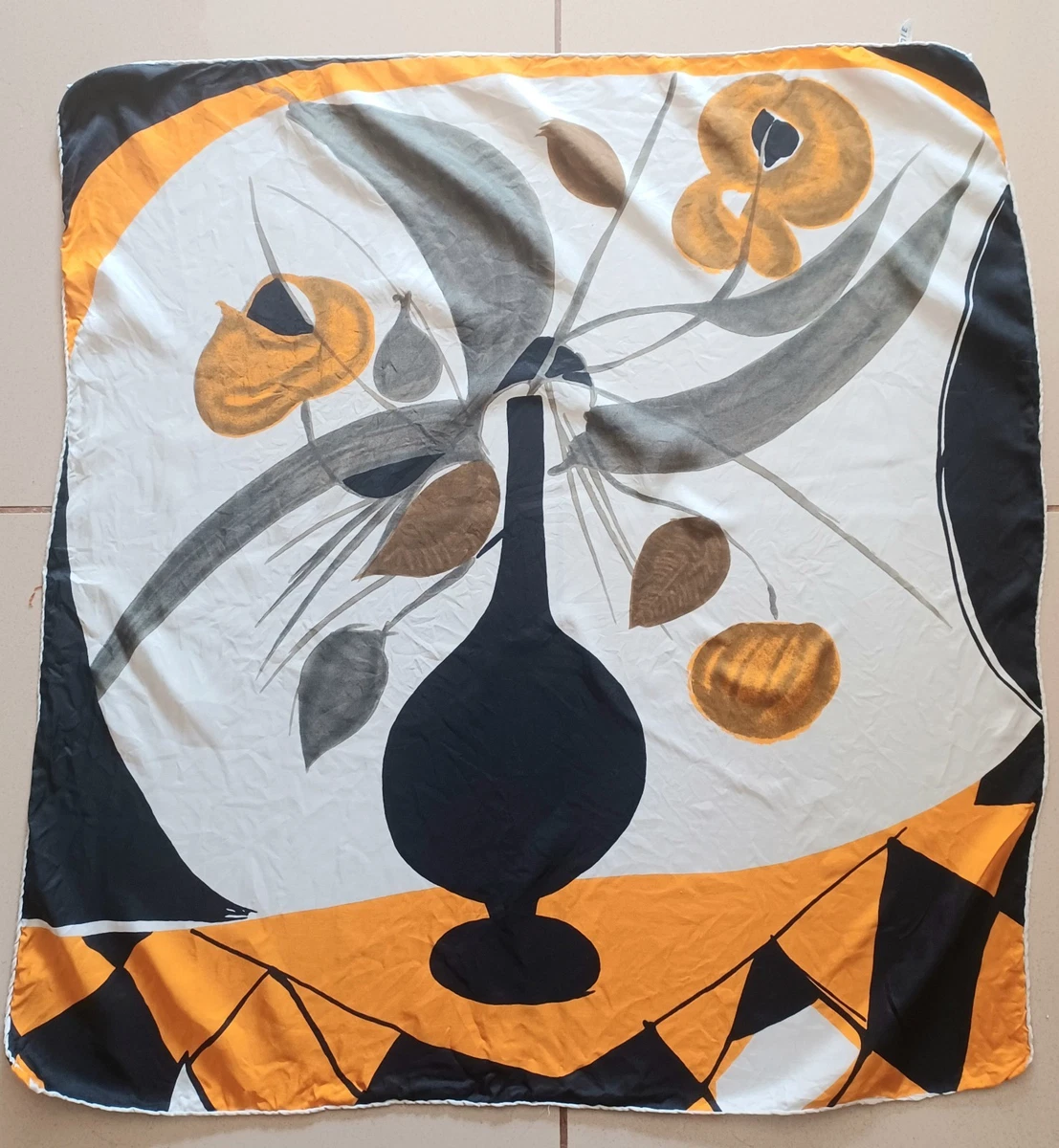 Superbe Foulard GIANFRANCO FERRE 100% soie mousseline TBEG vintage scarf
